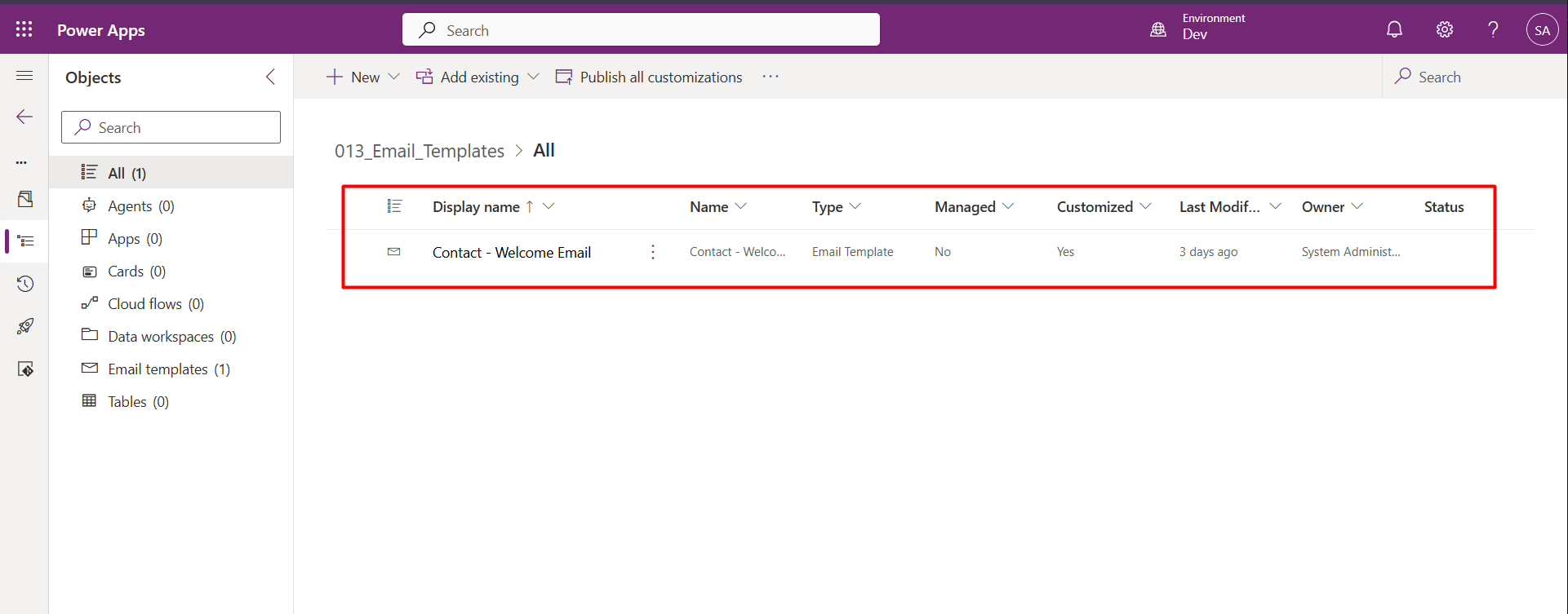 Creating a new Email Template in Dataverse