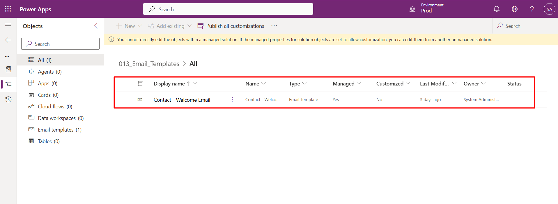 Importing the managed solution into the target environment