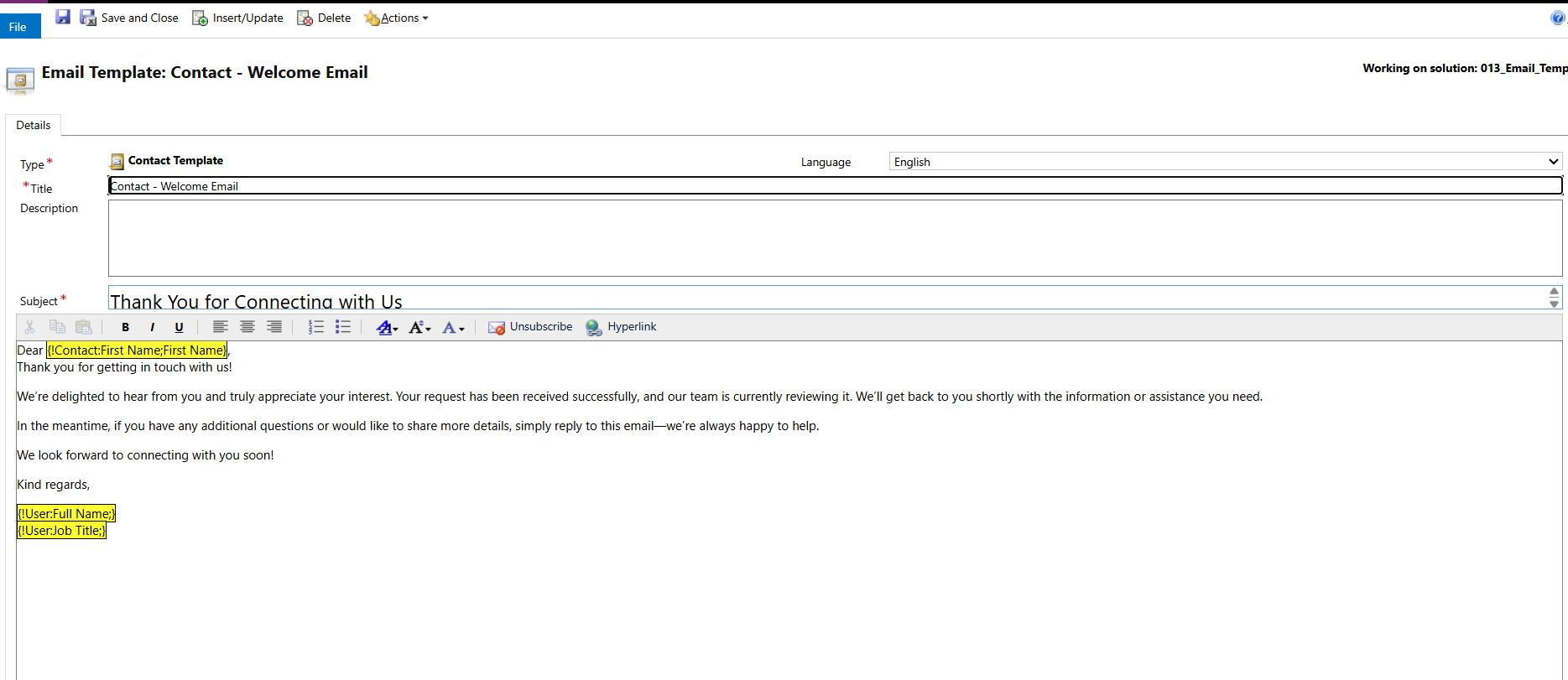 Editing the Email Template directly in the target environment