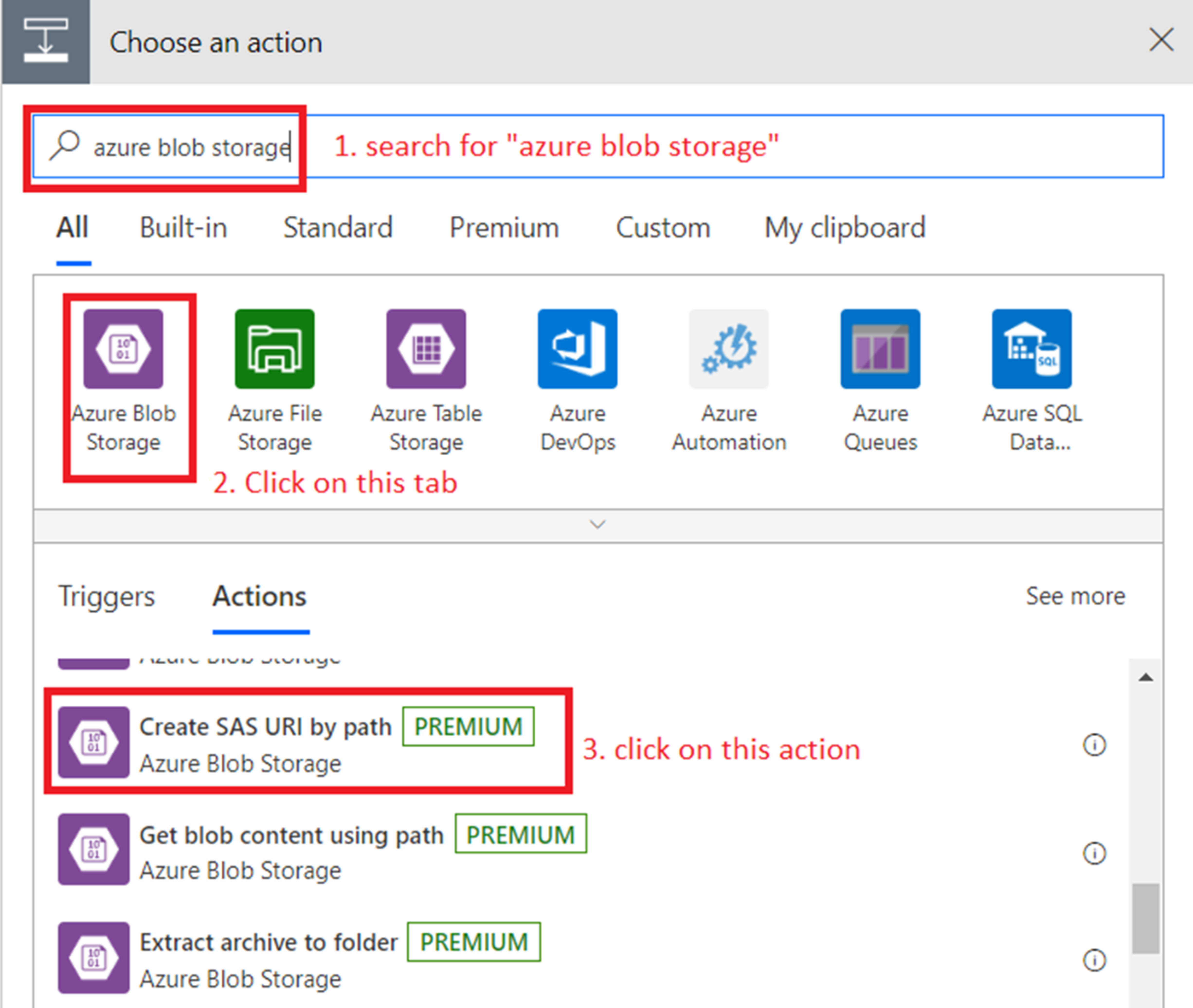 SAS URI to access file from Azure Blob Storage using MS Flow