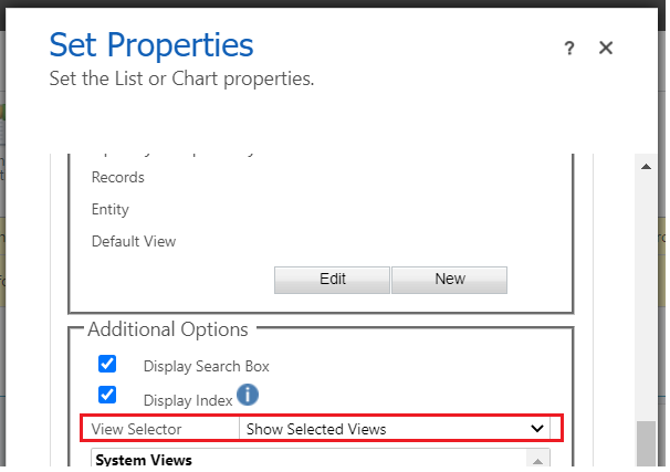 Enable view selector